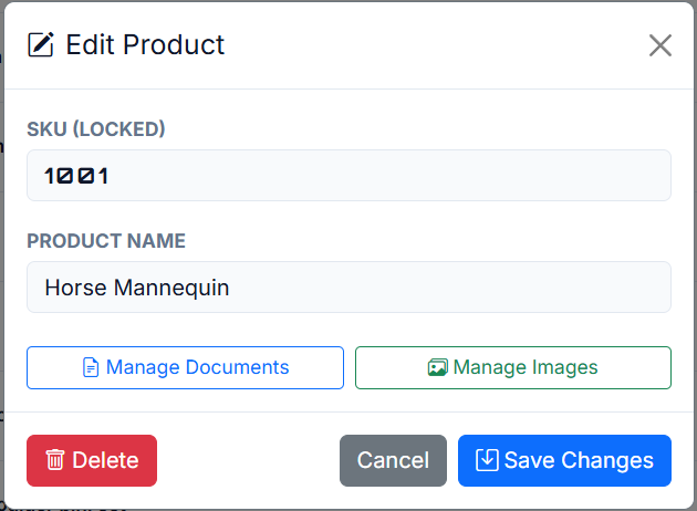 Edit product modal