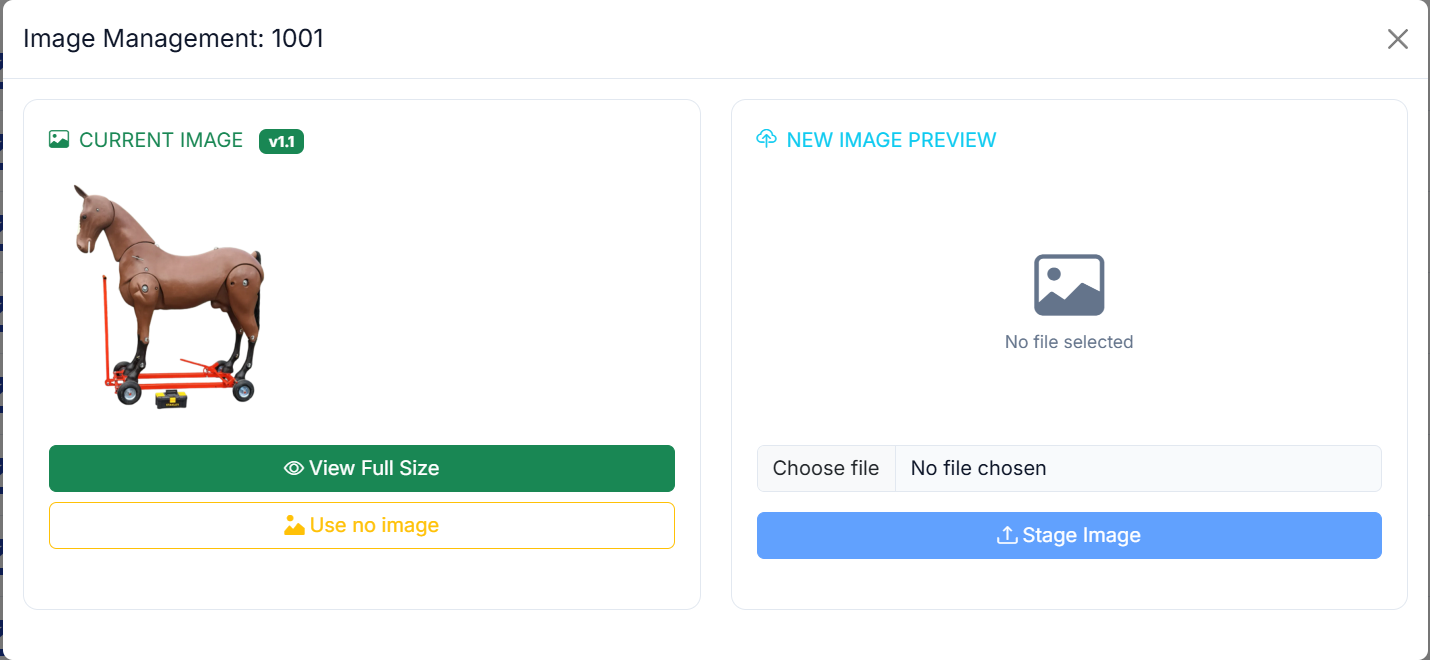 Image management modal for a SKU